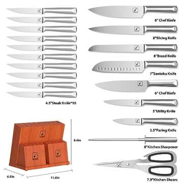 imarku Knife Set, 20-Piece High Carbon Japanese Stainless Steel Knife Sets for Kitchen with Block an...