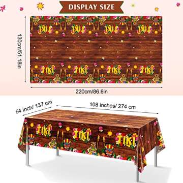 130 Pcs Hawaiian Party Decorations Luau Plates and Napkins Party Supplies Tiki Paper Plates Aloha Hawaiian Tablecloth Cups Straws Knife Forks for Jungle Tropical Beach Theme Party, Serves 16
