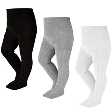 EPEIUS Infant Girl Thick Seamless Cable Knit Tights Pack of 3