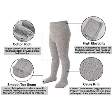 EPEIUS Infant Girl Thick Seamless Cable Knit Tights Pack of 3