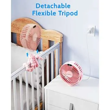 Versatile Portable Stroller Fan with Battery Life