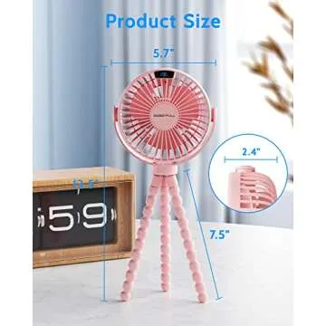 Versatile Portable Stroller Fan with Battery Life