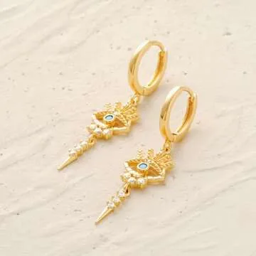 Stylish MYEARS Evil Eye Gold Huggie Earrings for Women