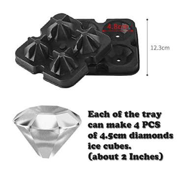 Oreamnos Diamond Ice Cube Mold Trays - Silicone Ice Maker