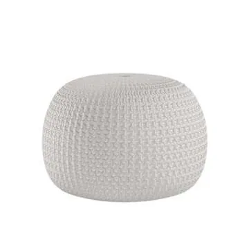 FRELISH DECOR Round Pouf Ottoman Hand Knitted 100% Cotton Pouf Foot Stool - Knitted Bean Bag - Floor Chair for Living Room Bedroom - Foot Rest for Couch (20 Diameter x 14 Height) - Natural