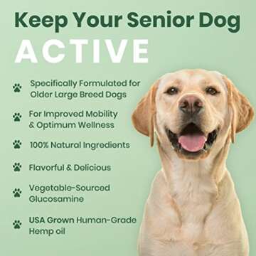 Vet Naturals Hemp & HIPS - Dog Joint Supplement Large Breed - Senior Dog Supplements - Glucosamine and Chondroitin Supplement for Large Dog - MSM & USA Grown Hemp Oil (60ct-Rotisserie Chicken)