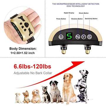 Dog Bark Collar -7 Adjustable Sensitivity and Intensity Levels-Dual Anti-Barking Modes Rechargeable/Rainproof/Reflective -No Barking Control Dog shock Collar for Small Medium Large Dogs