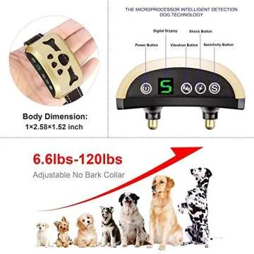 Dog Bark Collar -7 Adjustable Sensitivity and Intensity Levels-Dual Anti-Barking Modes Rechargeable/Rainproof/Reflective -No Barking Control Dog shock Collar for Small Medium Large Dogs