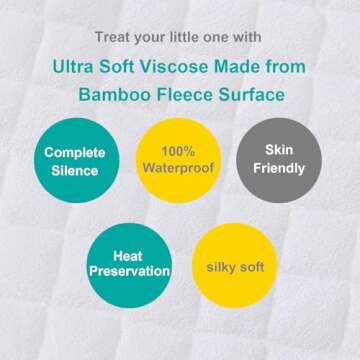 Waterproof Quilted Crib Mattress Encasement, Zippered Crib Mattress Protector, Breathable and Absorb...