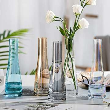Elegant Hand-Made Grey Glass Bud Vase for Flowers