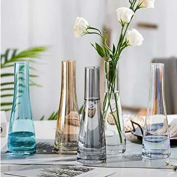 Elegant Hand-Made Grey Glass Bud Vase for Flowers