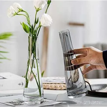 Elegant Hand-Made Grey Glass Bud Vase for Flowers
