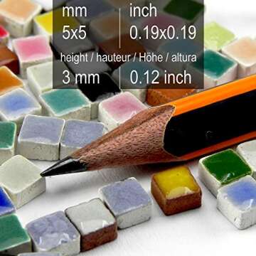Beginners Mosaic Supplies: 1000 Square Ceramic Tiles, 5mm 0.5 cm 0.19 inch Light Turquoise, WG07