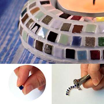 Beginners Mosaic Supplies: 1000 Square Ceramic Tiles, 5mm 0.5 cm 0.19 inch Light Turquoise, WG07