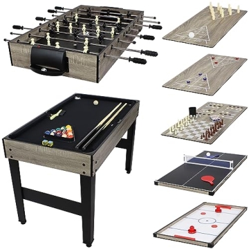 Sunnydaze 10-in-1 Game Table - Combination Multi-Game Table with Billiards, Push Hockey, Foosball, P...