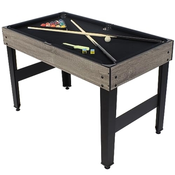 Sunnydaze 10-in-1 Game Table - Combination Multi-Game Table with Billiards, Push Hockey, Foosball, Ping Pong, Chess, Checkers, Backgammon, Bowling, Shuffleboard, Card Games - Classic Wood Stain