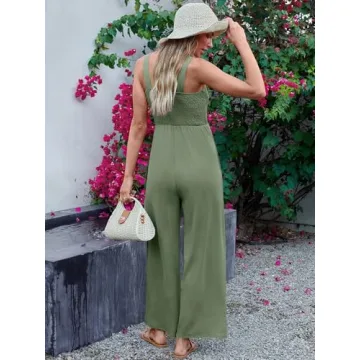 AUTOMET Women's Casual Summer Jumpsuit with Pockets