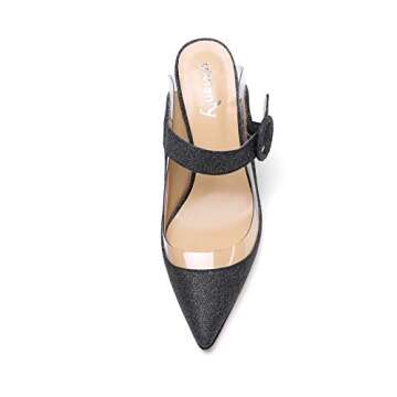 vivianly Women Sexy Glitter Sandals Pointed Toe Stiletto Heel Mules Heeled Slippers Slip On Dress Shoes