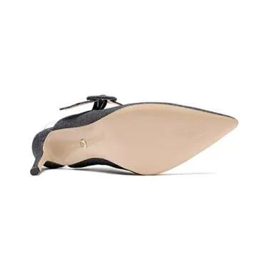 vivianly Women Sexy Glitter Sandals Pointed Toe Stiletto Heel Mules Heeled Slippers Slip On Dress Shoes