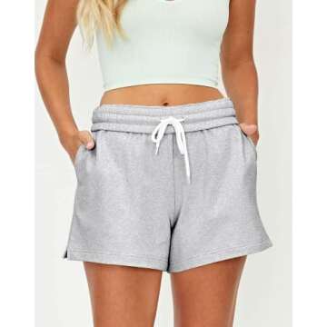 Ezymall Sweat Shorts Women Lounge Cotton Summer Casual Comfy Athletic High Waisted Shorts Running Athletic Shorts with Pockets Fashion Clothes 2023 Grey