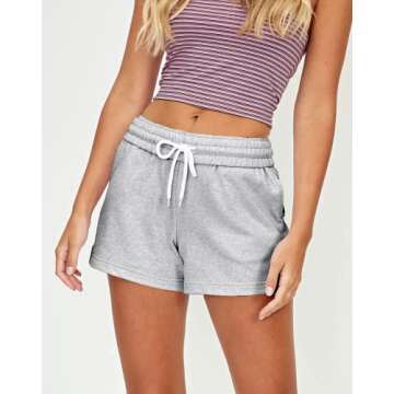 Ezymall Sweat Shorts Women Lounge Cotton Summer Casual Comfy Athletic High Waisted Shorts Running Athletic Shorts with Pockets Fashion Clothes 2023 Grey
