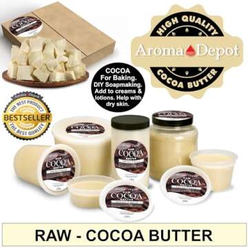 Aroma Depot 2lb / 32 oz Raw Cocoa Butter Unrefined 100% Natural Pure Great for Skin, Body, Hair Care. DYI Body Butter, Lotions, Creams Reduces Fine Lines, Wrinkles, used for eczema psoriasis