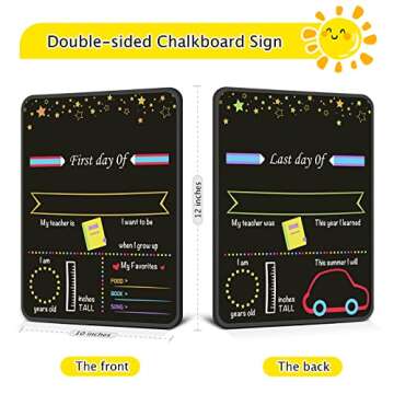 Happy Aplenty First Day of School Board 10 x 12 Inch Double Side 1st First Day and Last Day of Schoo...