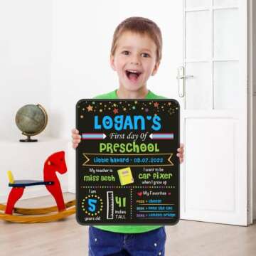 Happy Aplenty First Day of School Board 10 x 12 Inch Double Side 1st First Day and Last Day of School Chalkboard Sign for Preschool Kindergarten (Normal Frame)