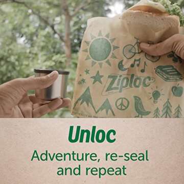 Ziploc Paper Sandwich and Snack Bags, Recyclable & Sealable with Fun Designs, 150 Bags Total