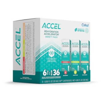 Cirkul Accel Flavor Cartridge Variety Pack, 6-Pack (2 Lemon Lime, 2 White Peach, 2 Grapefruit)