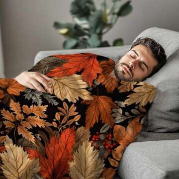 YucZiken Luxurious Autumn Leaf Throw Blanket for All