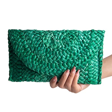 Freie Liebe Straw Clutch Purses for Women Summer Beach Bags Envelope Woven Clutch Handbags