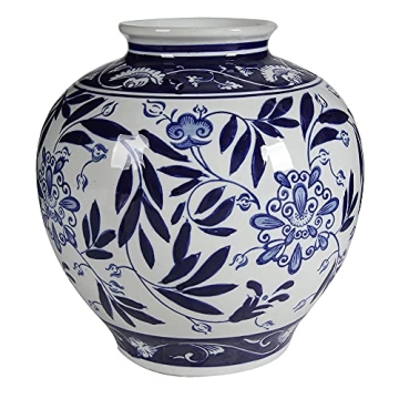 A&B Home Blue and White Porcelain Vase – Classic Elegance in Your Home