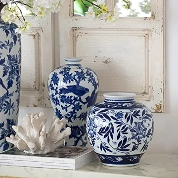 A&B Home Blue & White Porcelain Vase for Elegant Decor