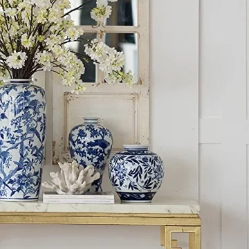 A&B Home Blue & White Porcelain Vase for Elegant Decor