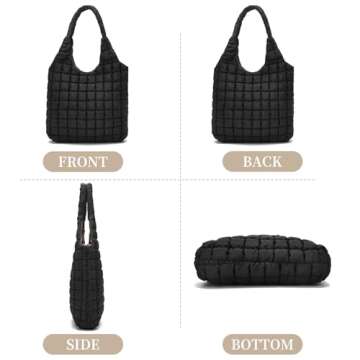 I IHAYNER Quilted Puffer Hobo Bag for Women Large Soft Puffy Shoulder Bag Quilted Carryall Tote Bag ...