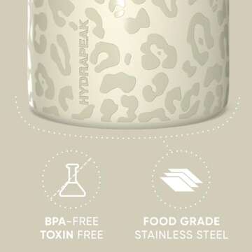 Hydrapeak 32oz Stainless Steel Vacuum Insulated Thermos Food Jar | Thermos for Hot Food and Cold Food, Wide Mouth Leak-Proof Soup Thermos for Adults, 10 Hours Hot and 16 Hours Cold(Cream Leopard)