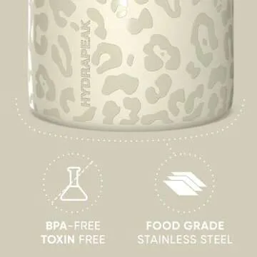 Hydrapeak 32oz Stainless Steel Vacuum Insulated Thermos Food Jar | Thermos for Hot Food and Cold Food, Wide Mouth Leak-Proof Soup Thermos for Adults, 10 Hours Hot and 16 Hours Cold(Cream Leopard)