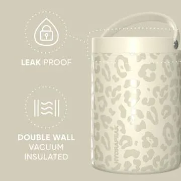 Hydrapeak 32oz Stainless Steel Vacuum Insulated Thermos Food Jar | Thermos for Hot Food and Cold Food, Wide Mouth Leak-Proof Soup Thermos for Adults, 10 Hours Hot and 16 Hours Cold(Cream Leopard)