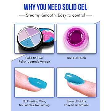 Nailive Solid Gel Nail Polish Set, 4 Colors Pudding Cream Gel Nail Polish with Brush, Fall Winter Nail Lacquer UV Soak Off Gel Cured Required Nail Art DIY Salon Manicure at Home