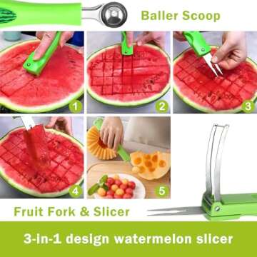 JAYVAR Watermelon Slicer Cutter with Melon Baller Set