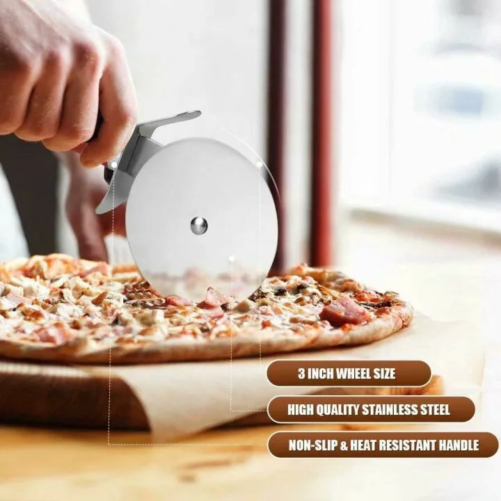 Premium Stainless Steel Pizza Cutter - Easy Clean & Sharp
