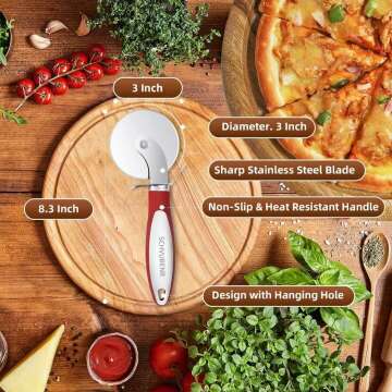 Premium Stainless Steel Pizza Cutter - Easy Clean & Sharp
