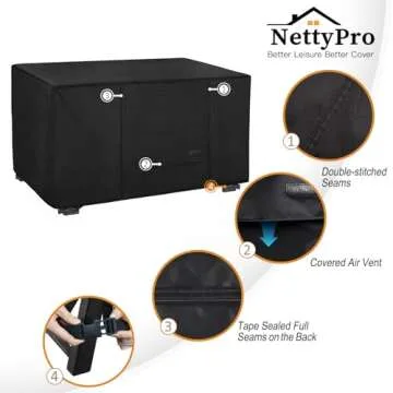 NettyPro Fade Resistant Fire Pit Table Cover Rectangular Waterproof Heavy Duty Outdoor Patio Firepit Cover for Gas Propane Fire Pit Table Rectangle, 58 x 30 x 24 Inch, Black