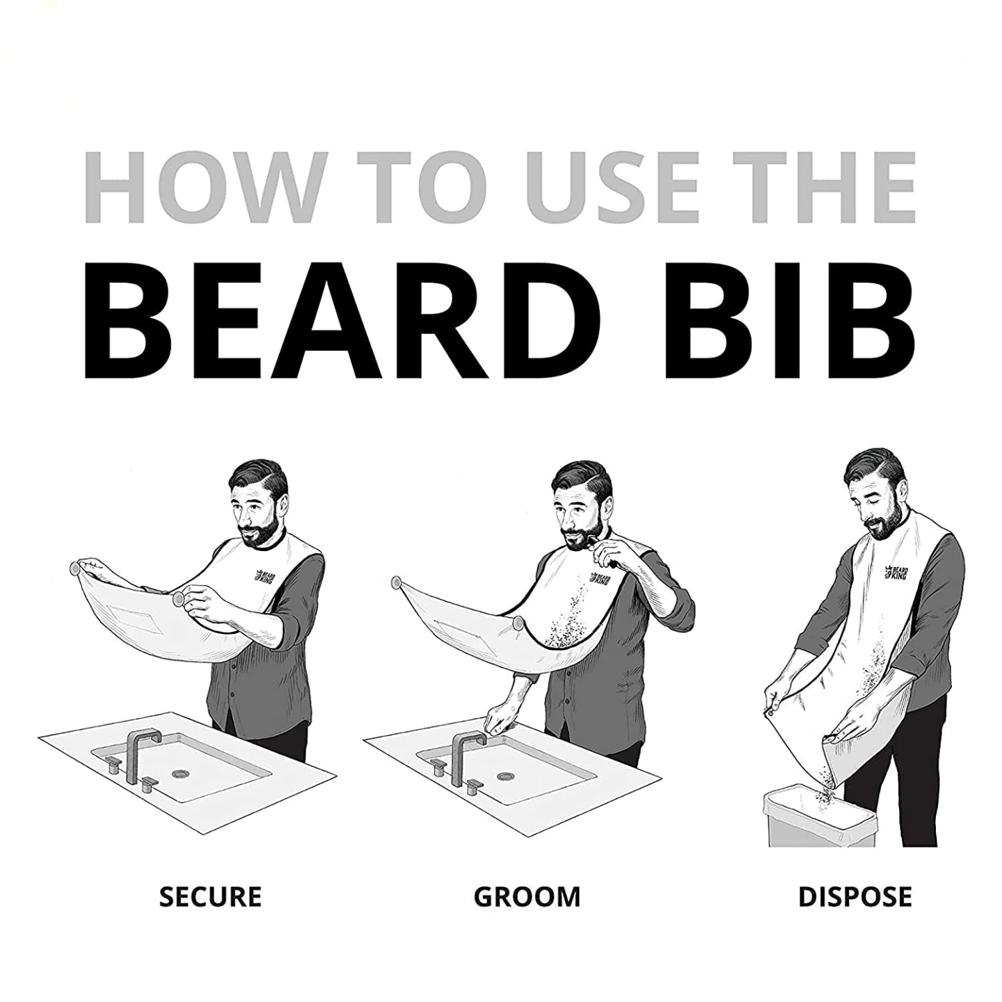 Beard King Bib Apron for Men - Hair Catcher Grooming Cape