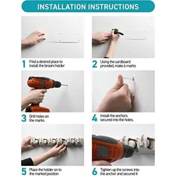 Broom Holder Wall Mount Organizer - 2 Pack for Home