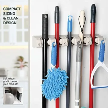 Broom Holder Wall Mount Organizer - 2 Pack for Home