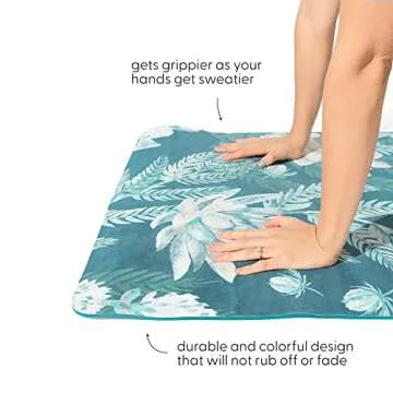 POPFLEX by Blogilates Flourishing Foliage Vegan Suede Yoga Mat With Strap,Ultra Absorbent Exercise Mat,Non Slip Yoga Mat,Large Yoga Mat for Women,Wide Yoga Mat, Thick Texture for Support, 72 inch