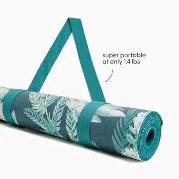 POPFLEX by Blogilates Flourishing Foliage Vegan Suede Yoga Mat With Strap,Ultra Absorbent Exercise Mat,Non Slip Yoga Mat,Large Yoga Mat for Women,Wide Yoga Mat, Thick Texture for Support, 72 inch