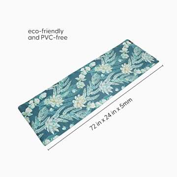POPFLEX by Blogilates Flourishing Foliage Vegan Suede Yoga Mat With Strap,Ultra Absorbent Exercise Mat,Non Slip Yoga Mat,Large Yoga Mat for Women,Wide Yoga Mat, Thick Texture for Support, 72 inch